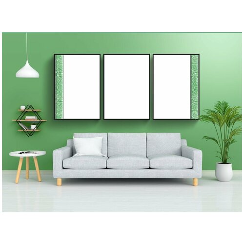 фото Набор модулных постеров для интерьера "рамка, цветочный, зеленый" 60x90 см. в тубусе, без рамки lotsprints