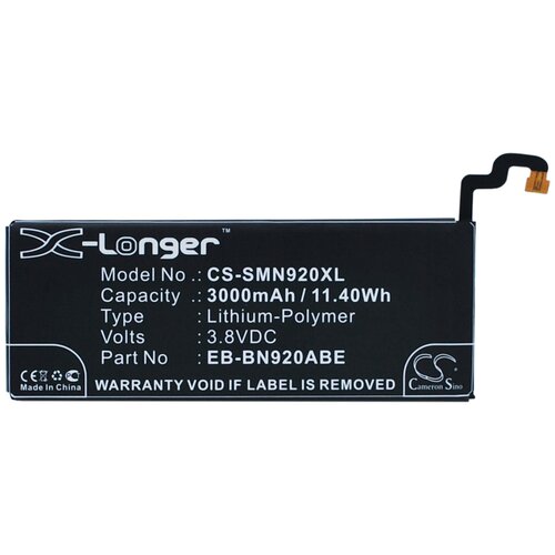 Аккумулятор CS-SMN920XL EB-BN920ABE для Samsung Galaxy Note 5, Note 5 Duos 3.8V / 3000mAh / 11.40Wh аккумулятор cameronsino cs smn900bl для samsung galaxy note 3 синий