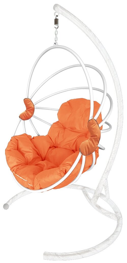 Подвесное кресло m-group веер, разборный белый, оранжевая подушка