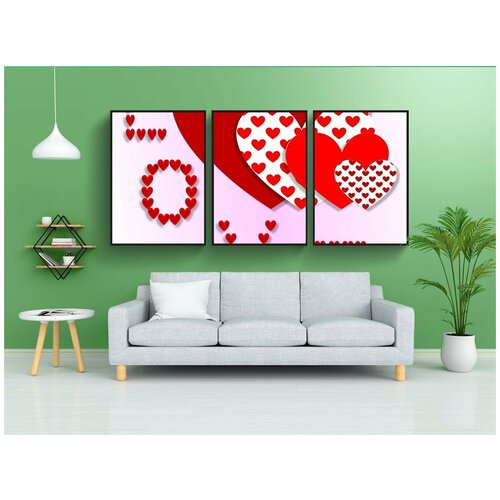фото Набор модулных постеров для интерьера "валентинка, сердце, любовь" 60x90 см. в тубусе, без рамки lotsprints