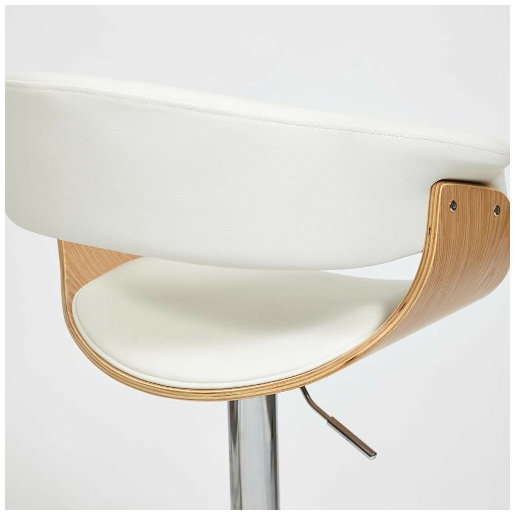 Барный стул VIMTA (mod.4021S) (13 660) TetChair металл/дерево/экокожа, 60х51х91,5-112,5 см, высота сиденья 61,5-82,5 см, белый/натуральный/хром - фотография № 4