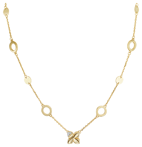 Колье PLATINA, комбинированное золото, 585 проба, бриллиант, длина 40 см.