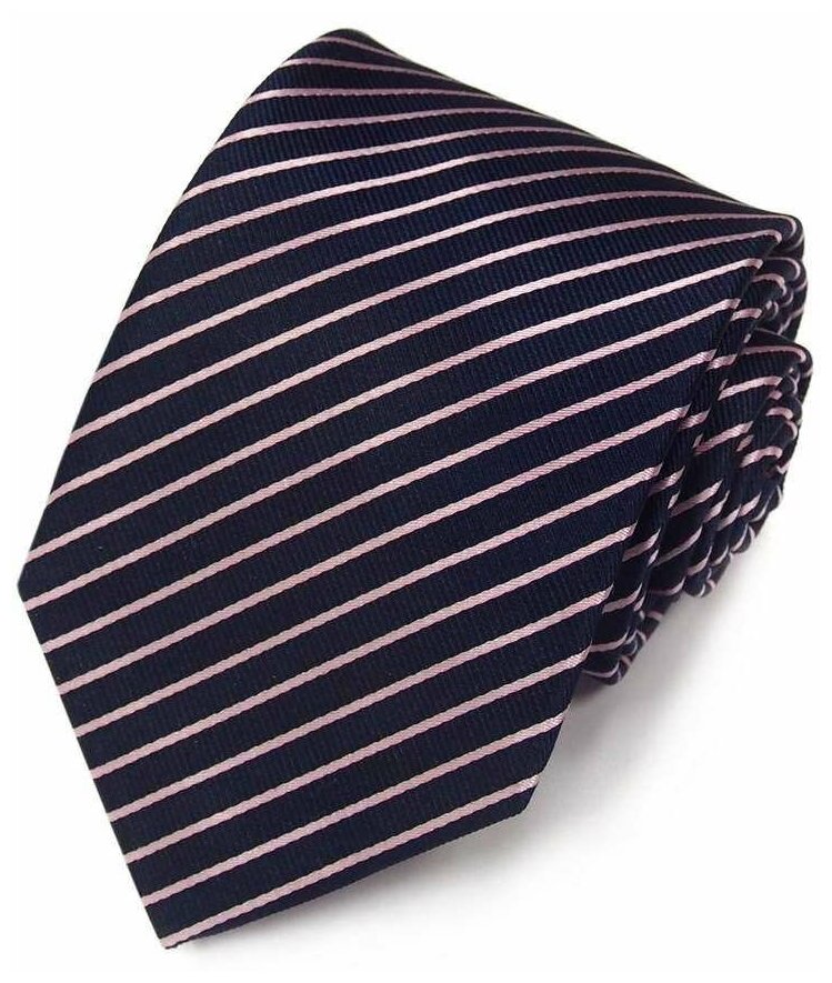 Темно-синий галстук удлиненный в нежную тонкую полоску Club Seta 820869 