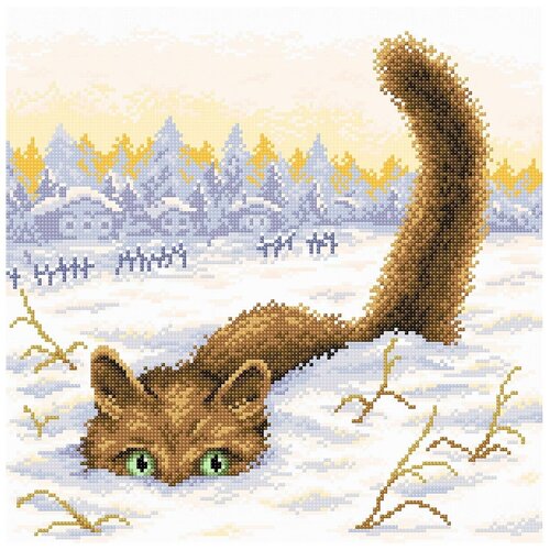 нв 557 кот в снегу МС-033 Алмазная мозаика 'Кот в снегу'38x38см Brilliart