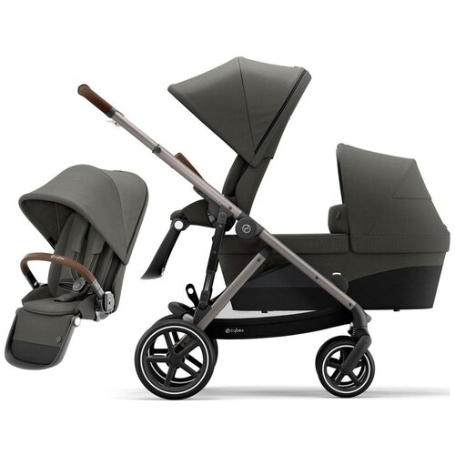 фото Cybex коляска для погодков gazelle s с корзиной и дождевиками soho grey на шасси taupe cbx by cybex