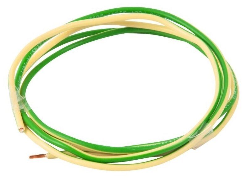 Провод однопроволочный ПУВ ПВ1 1х10 желто-зеленый(смотка из 1 м)