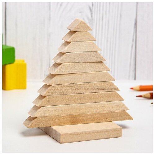 Детская пирамидка «Ёлочка», деревянная, материал: берёза