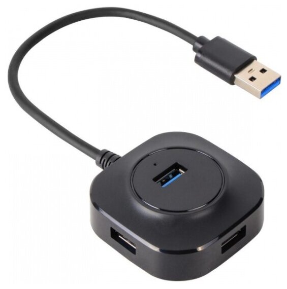 Разветвитель USB 3.0 Vcom DH307 4xUSB3.0 (microUSB разъем для доп. питания) 0.3m черный