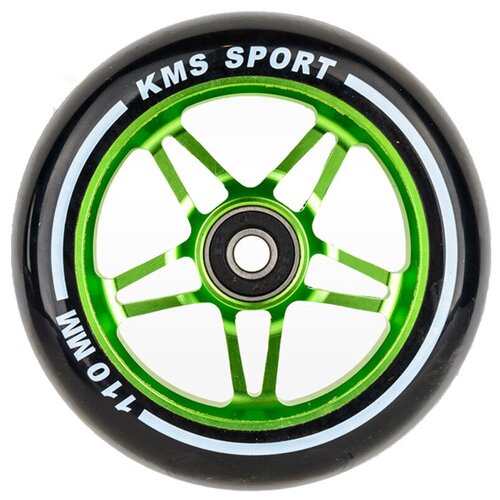 Колесо для трюкового самоката KMS Sport 110мм, зеленый/черный с подшипниками,(5405)