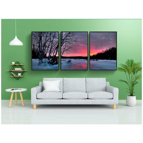 фото Набор модулных постеров для интерьера "заход солнца, пейзаж, природа" 60x90 см. в тубусе, без рамки lotsprints