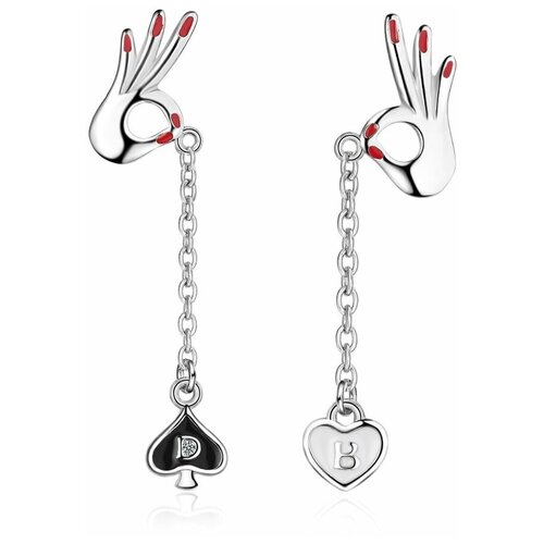 Серьги пусеты Crystal Shik, бижутерный сплав, эмаль, серебряный