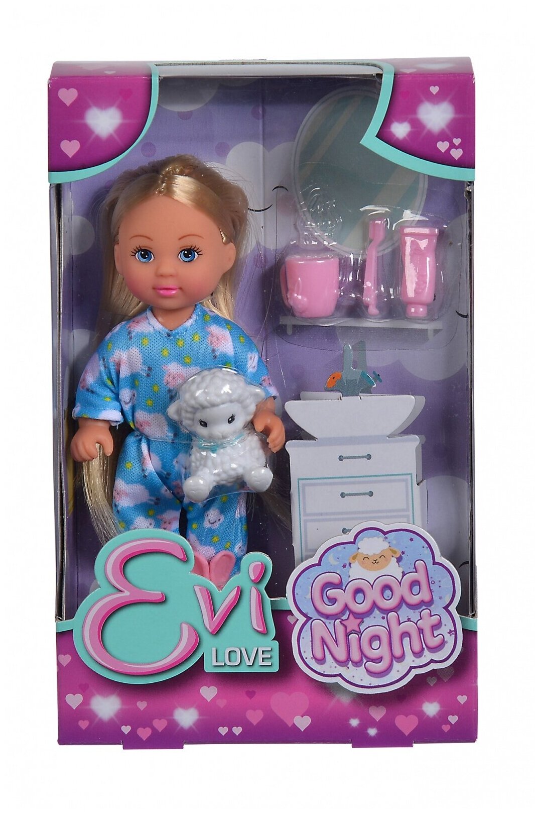 Кукла Evi Еви 12 см с овечкой Спокойной ночи (5733406)