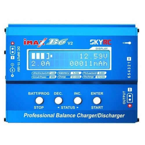 SkyRC Зарядное устройство SkyRC IMAX B6 V2 (11-18V; 60W; DC OUT; 1-6S Li; 1-15S Ni; C:6A; D:1A; DJI 4A sup - SK-100161-01 skyrc imax b6ac v2 6a 50w ac dc lipo nimh pb balance charger discharger with adapter lcd display for rc car drone helicopter