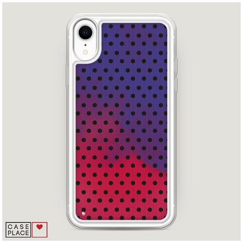 фото Чехол неоновый жидкий iphone xr (10r) сетка в горох черная case place