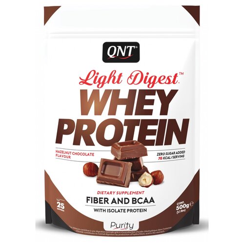 Протеин QNT Light Digest Whey Protein, 500 гр., шоколад с фундуком протеин qnt light digest whey protein 500 гр банан