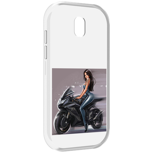 Чехол MyPads девушка-на-мотоцикле для Caterpillar S42 задняя-панель-накладка-бампер