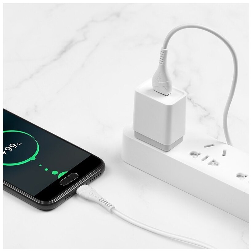 Кабель HOCO X37, USB Type - C, 1м, белый — фото 1