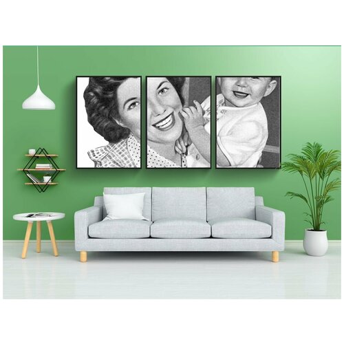 фото Набор модулных постеров для интерьера "винтаж, женщина, девочка" 60x90 см. в тубусе, без рамки lotsprints