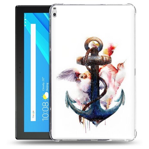 Чехол задняя-панель-накладка-бампер MyPads якорь с птицами для Lenovo Tab 4 10 Plus TB-X704L/F противоударный