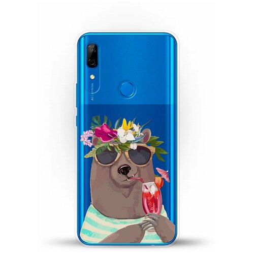 фото Силиконовый чехол медведь с коктейлем на huawei p smart z andy & paul