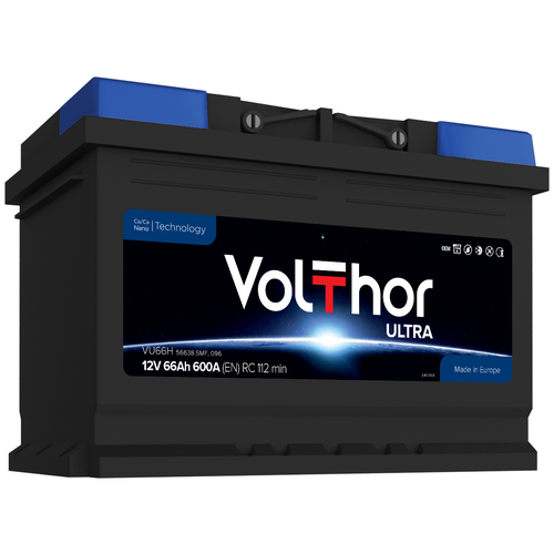 фото Автомобильный аккумулятор volthor ultra 66ah обратная полярность (600a) tab