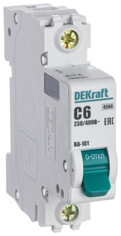 Автоматический выключатель DEKraft мод. 1п C 6А ВА-101 4.5кА, 11052DEK