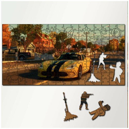 Пазл из дерева с фигурками, 230 деталей, 46х23 см игры Forza Horizon - 5231, Puzzle Wood, голубой/оранжевый/зеленый/желтый/красный/фиолетовый/синий, дерево  - купить