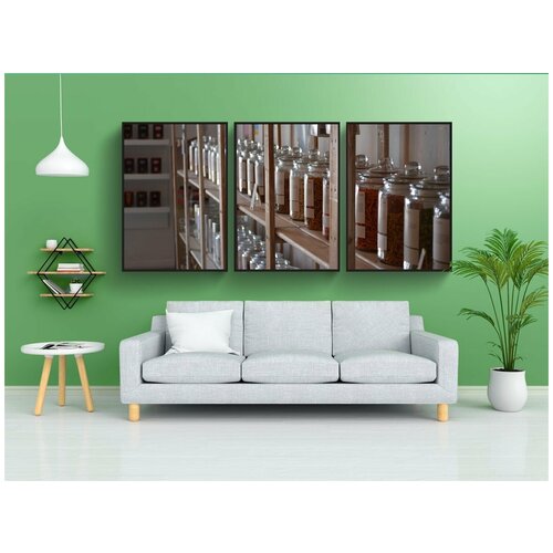 фото Набор модулных постеров для интерьера "ноль отходов, пластик бесплатно, относящийся к окружающей среде" 60x90 см. в тубусе, без рамки lotsprints