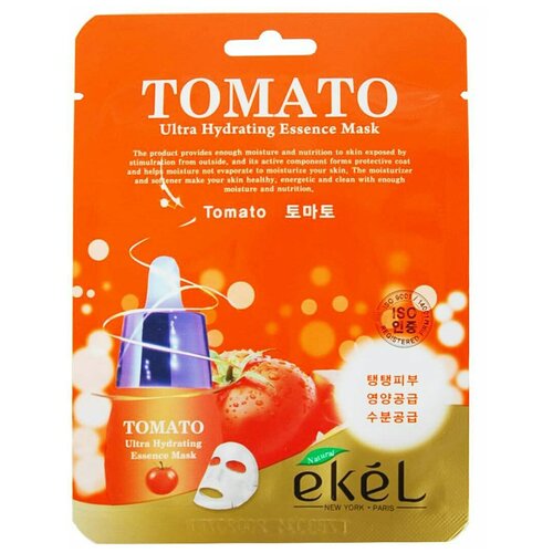 Ekel Тканевая маска для лица с экстрактом томата Tomato Ultra Hydrating Essence Mask 25гр Упаковка 10 шт.