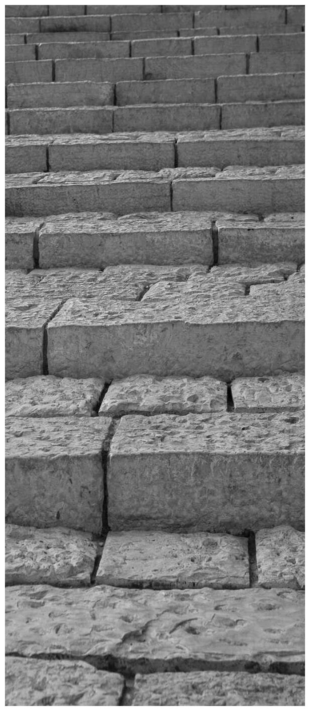 Самоклеящиеся фотообои "Каменные ступени", размер: 90x210 см, эффект: черно-белый, отраженный