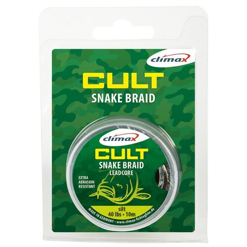 Ледкор без сердечника Climax Cult SnakeBraid NEW2018 30lb 10м Weed (Зеленый)