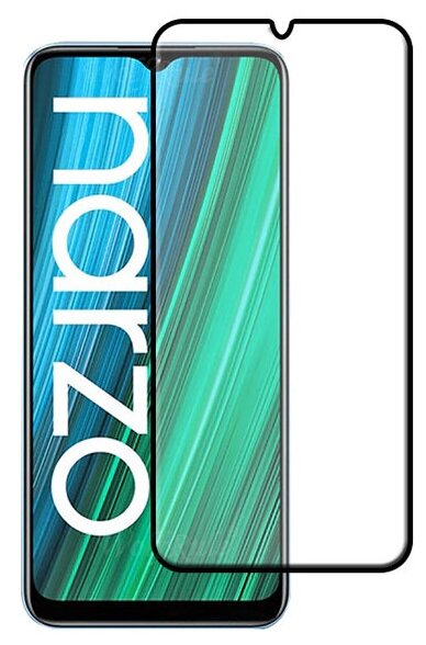 Стекло закаленное DF для Realme Narzo 50i / 50A Full Screen Full Glue Black Frame rmColor-20 - фото №1