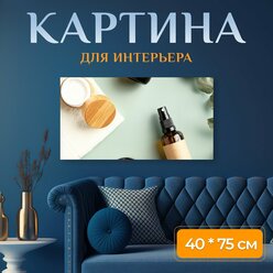 Картина на холсте "Косметика, красота, товары" на подрамнике 75х40 см. для интерьера