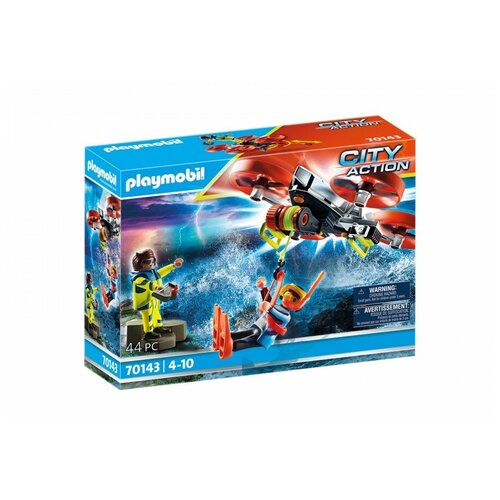 Конструктор Playmobil Спасение дайверов с помощью дрона PM70143 конструктор playmobil 70820 трюковое шоу квадроцикл с огненной