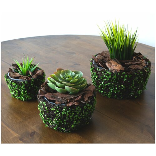 Кашпо Lemar, Зеленый , 10 см х 19 см х 19 см, 3 шт