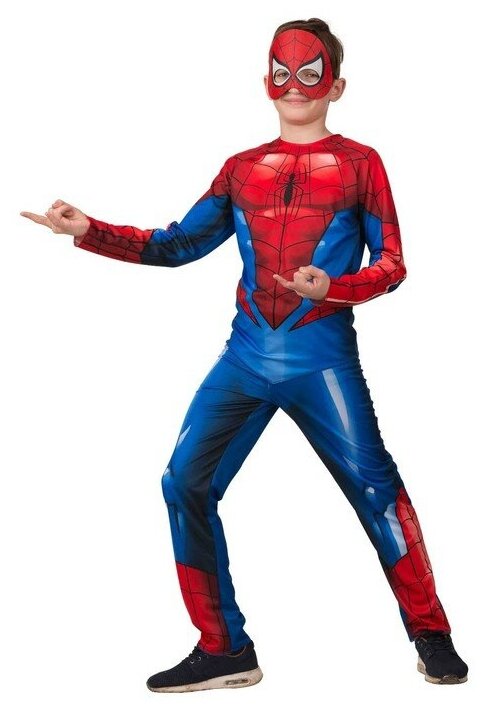 Карнавальный костюм "Человек Паук", куртка, брюки, маска, р.36, рост 146 см