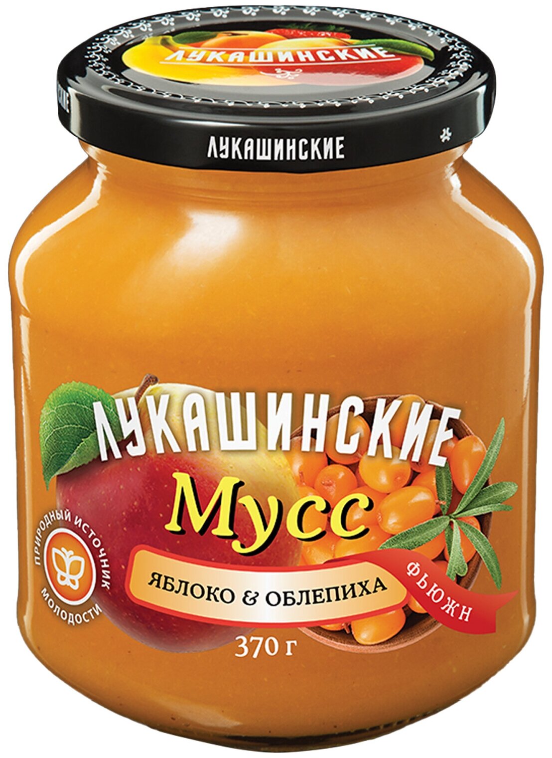 Мусс Лукашскинские Фьюжн Яблоко и облепиха 370г Меленковский КЗ - фото №1