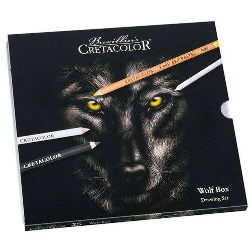 фото Художественный набор cretacolor wolf box, металлическая коробка 25 предметов cc91400-2602