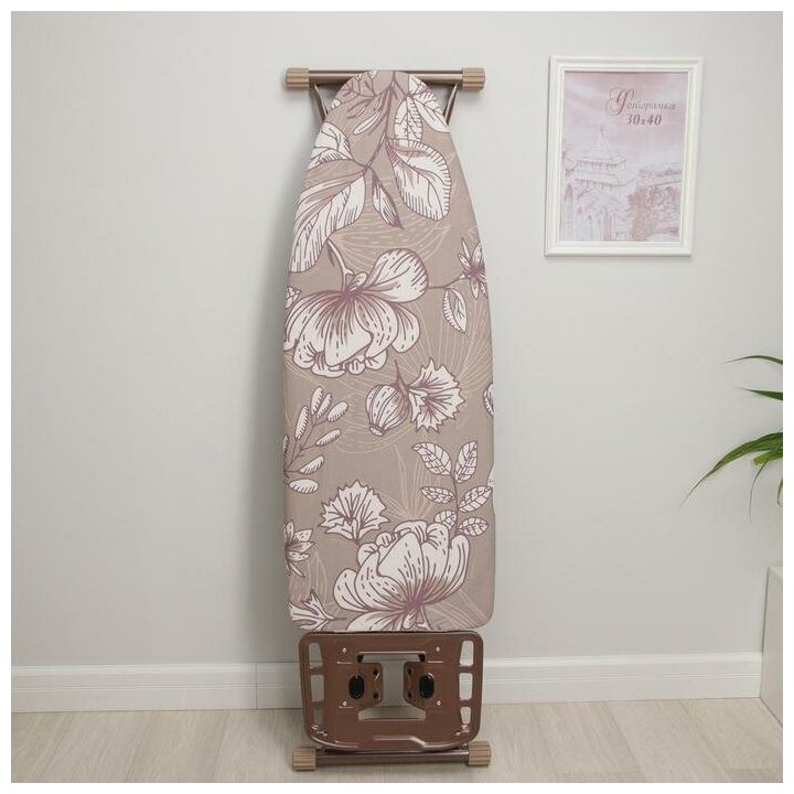 Nika Доска гладильная Haushalt XL «Цветы», 123,5×46 см, регулируемая высота до 90 см - фотография № 7