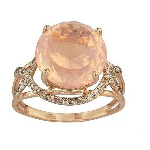 Кольцо ALORIS, красное золото, 585 проба, гранат, фианит, размер 18.5