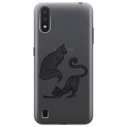 Ультратонкий силиконовый чехол-накладка для Samsung Galaxy A01 с 3D принтом Lazy Cats ультратонкий силиконовый чехол накладка transparent для samsung galaxy a40 с 3d принтом lazy cats