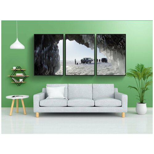 фото Набор модулных постеров для интерьера "байкал, озеро, пещера" 60x90 см. в тубусе, без рамки lotsprints