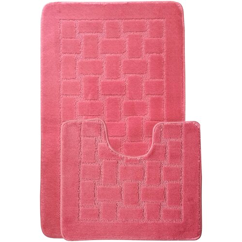 фото Набор ковриков для ванной и туалета 100*60+60*50 см. розовый eurobano