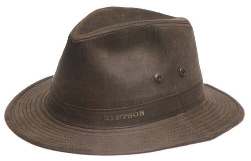 Шляпа федора STETSON, хлопок, размер 61, коричневый