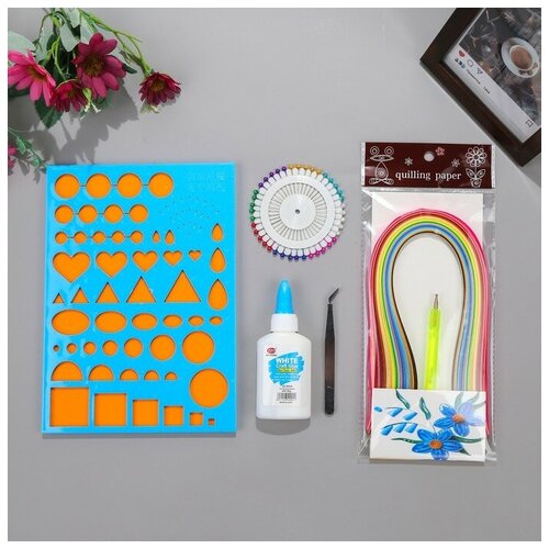 Набор инструментов для квиллинга170 пол05см клей иголки линейка пинцет ин дкв 21х30см 1651864 1488₽