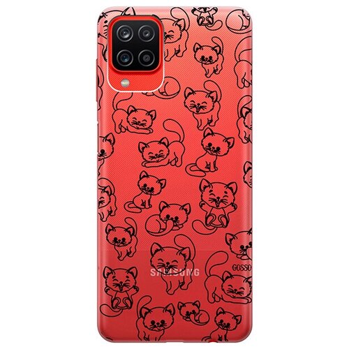 фото Ультратонкий силиконовый чехол-накладка для samsung galaxy a12 с 3d принтом "cute kitties" gosso