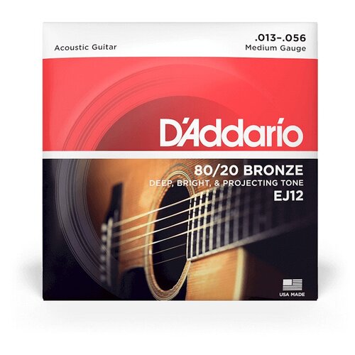 Набор струн для акустической гитары ( 13 - 56 ) D'addario EJ12 бронза 80/20