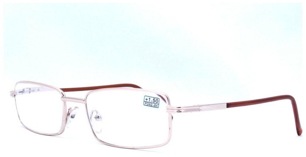 Готовые очки для зрения со стеклянными линзами и флекс дужками (золото)