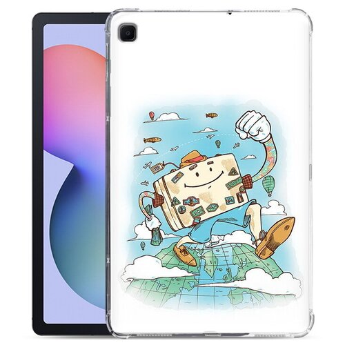 Чехол задняя-панель-накладка-бампер MyPads Счастливый чемодан для Samsung Galaxy Tab S6 Lite 10.4 SM-P610/P615 противоударный