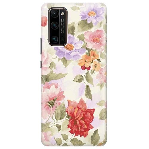 фото Ультратонкий силиконовый чехол-накладка для honor 30 pro+ с принтом "нежные цветы" gosso